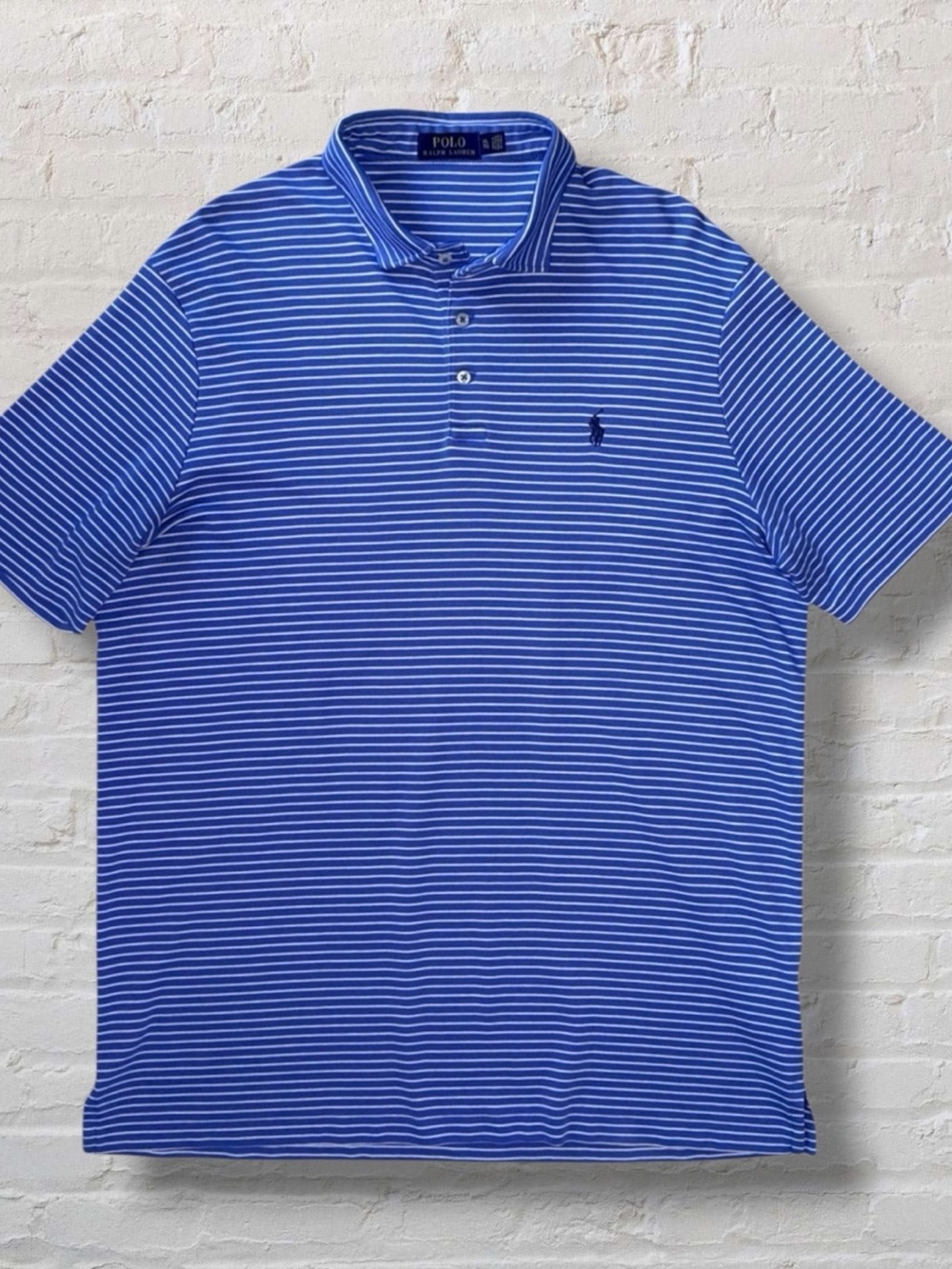 Polo Ralph Lauren Blue White Striped Polo Shirt Men’s XL Classic Fit - Picture 9 of 9